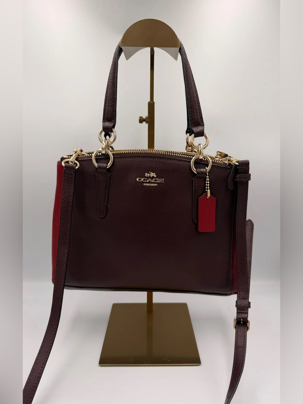 Coach Mini Christie Carryall Crossbody Oxblood Red Colorblock